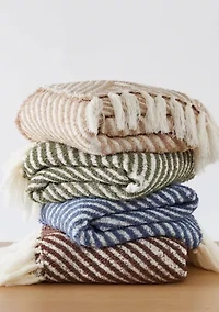 Brooklyn Loom Diagonal Chenille Stripe Blue 50x70 Throw