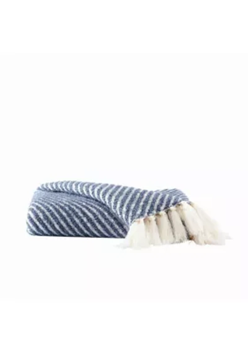 Brooklyn Loom Diagonal Chenille Stripe Blue 50x70 Throw