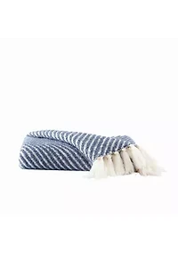 Brooklyn Loom Diagonal Chenille Stripe Blue 50x70 Throw