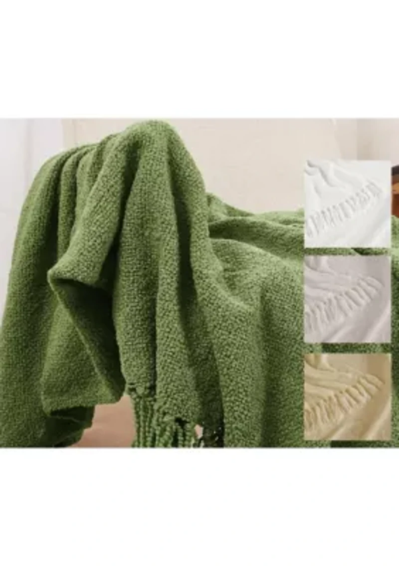 Brooklyn Loom Chunky Boucle Textured Microfiber  50x70 Throw Blanket Tan