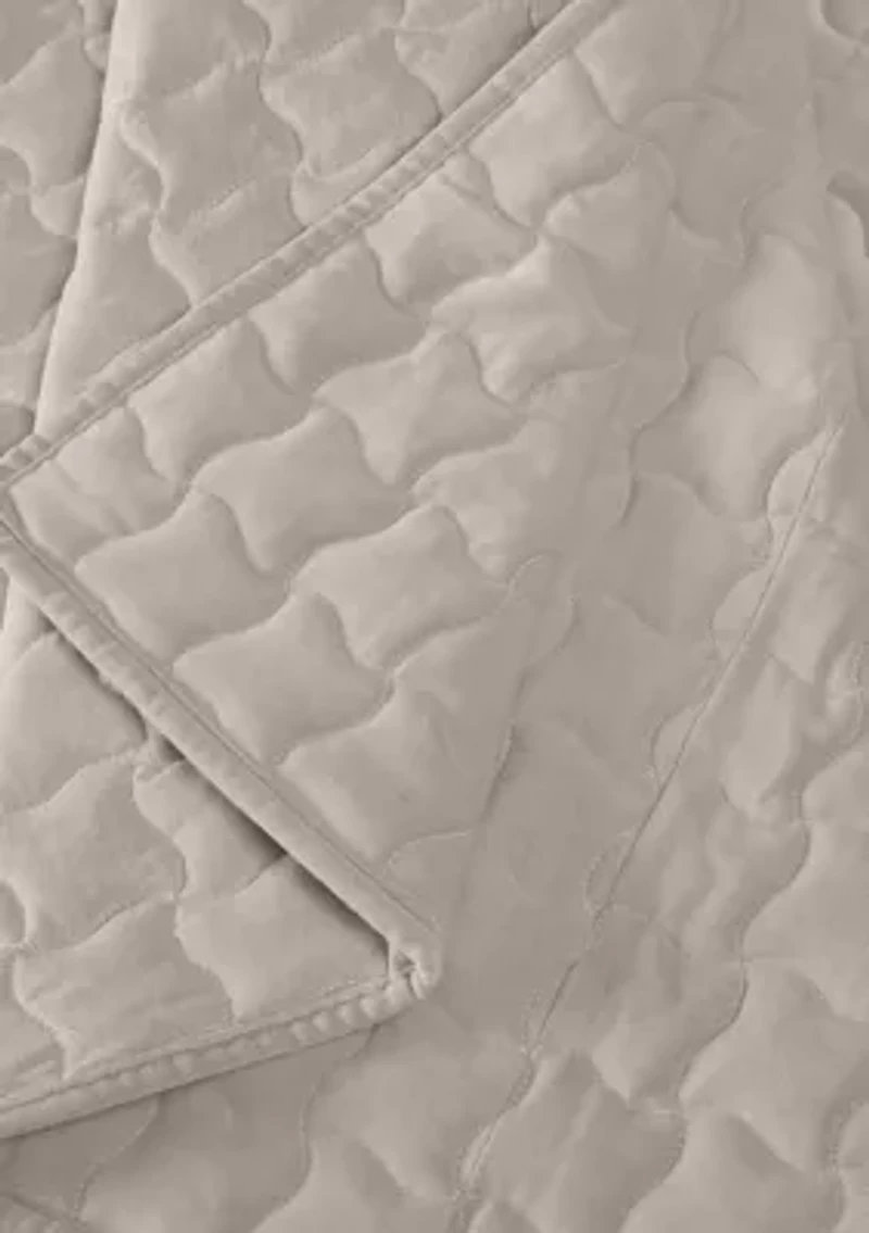 Brooklyn Loom Matte Cotton Velvet Wavy Square Stitch Quilt Set