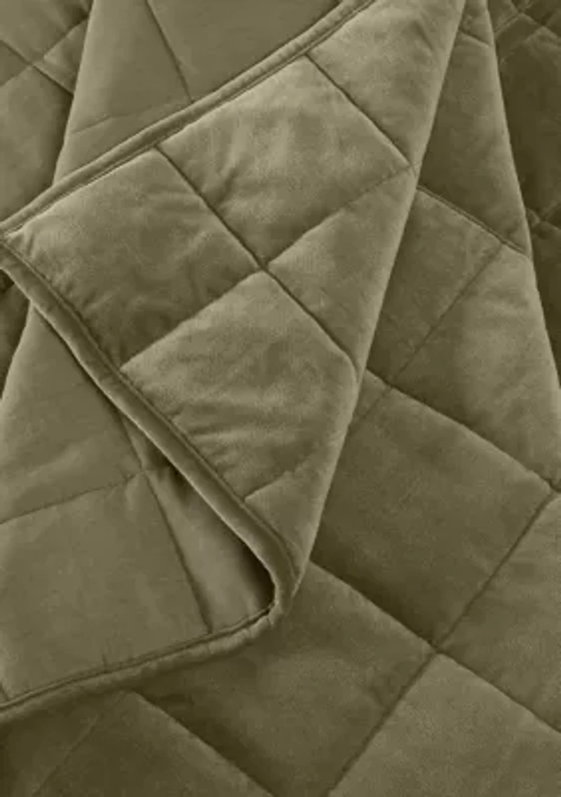 Brooklyn Loom Matte Cotton Velvet Wavy Square Stitch Quilt Set