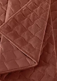 Brooklyn Loom Matte Cotton Velvet Wavy Square Stitch Quilt Set