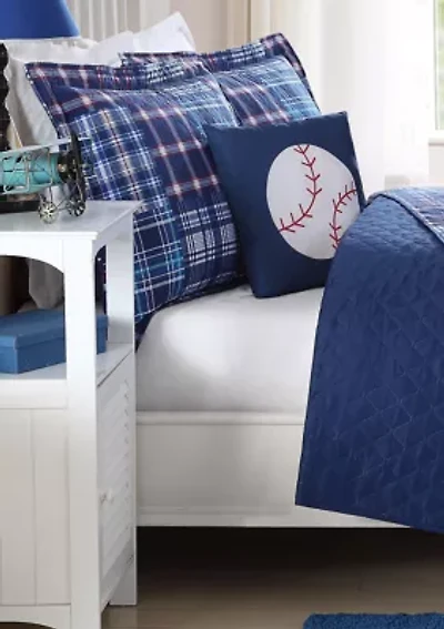 Navy Plaid Patch Quilt Set