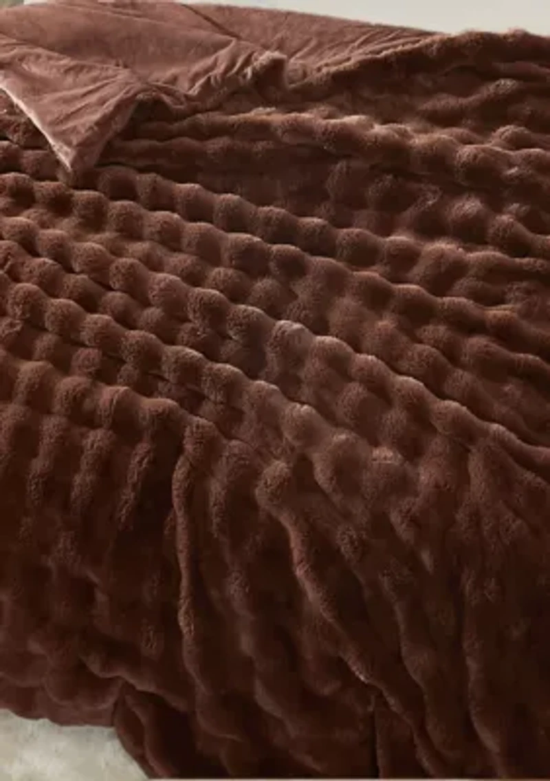 Brooklyn Loom Bubble Faux Fur Bed Blanket