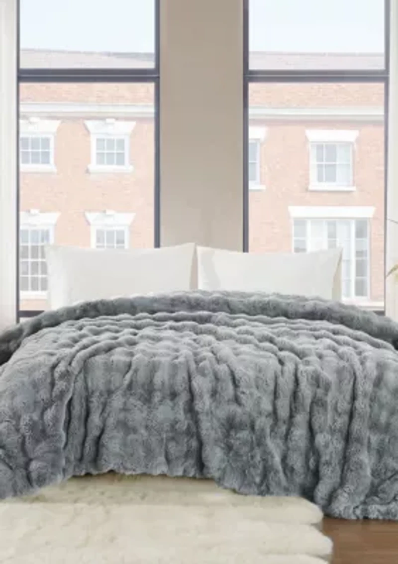 Brooklyn Loom Bubble Faux Fur Bed Blanket