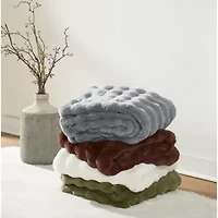 Brooklyn Loom Bubble Faux Fur Bed Blanket