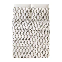 Mughal Flower Block Print 3-Piece Quilt Set