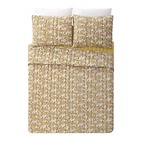 Sketched Floral Block Print 3-Piece Quilt Set