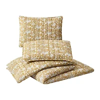Sketched Floral Block Print 3-Piece Quilt Set