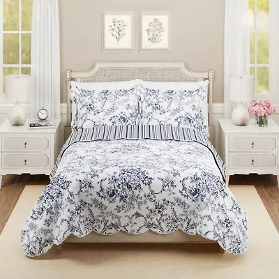 Garden Toile Reversible Cotton Quilt Set