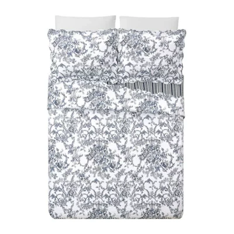 Garden Toile Reversible Cotton Quilt Set