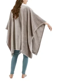 Plush Fur Trim Blanket Wrap