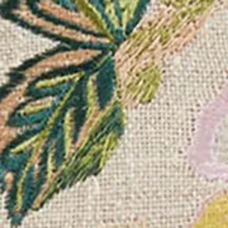 Embroidered Bird Floral Pillow 