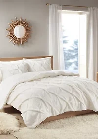 Addison Pintuck Sherpa Down Alternative Comforter Set