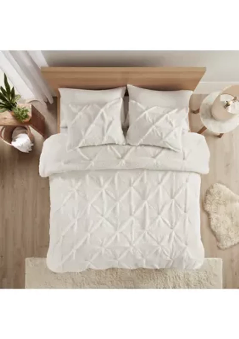 Addison Pintuck Sherpa Down Alternative Comforter Set
