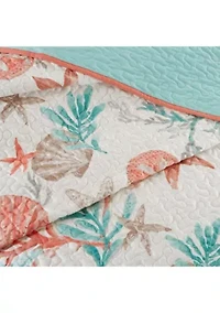 Pebble Beach 6 Piece Cotton Sateen Quilt Set with Throw Pillows