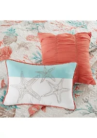 Pebble Beach 6 Piece Cotton Sateen Quilt Set with Throw Pillows