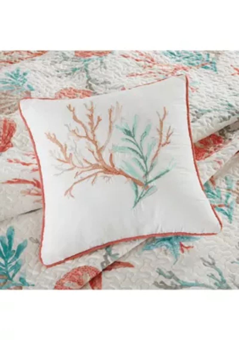 Pebble Beach 6 Piece Cotton Sateen Quilt Set with Throw Pillows