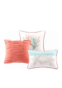Pebble Beach 6 Piece Cotton Sateen Quilt Set with Throw Pillows