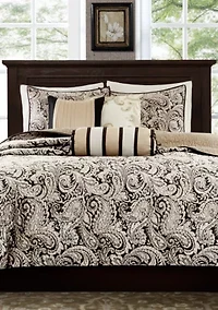 Aubrey 6 Piece Jacquard Quilt Set with Throw Pillows