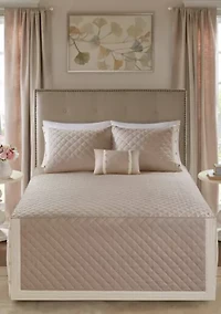 Breanna 4-Piece Tailored Bedspread Set Khaki