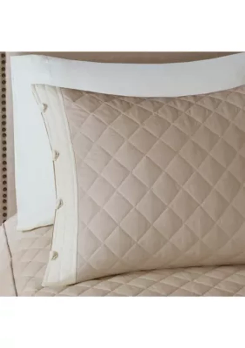 Breanna 4-Piece Tailored Bedspread Set Khaki