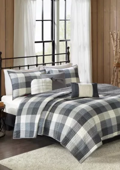 Ridge 6-Piece Herringbone Red Coverlet Set
