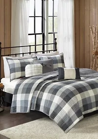 Ridge 6-Piece Herringbone Red Coverlet Set