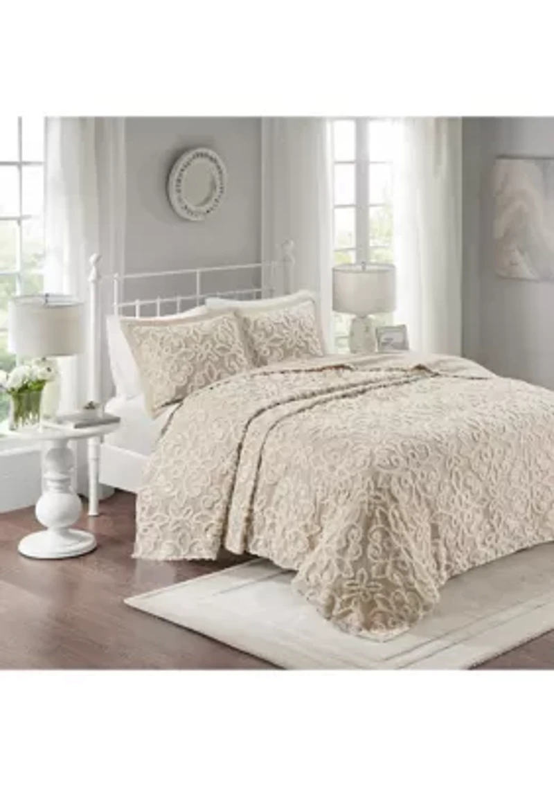 Sabrina 3 piece Tufted Cotton Bedspread Set
