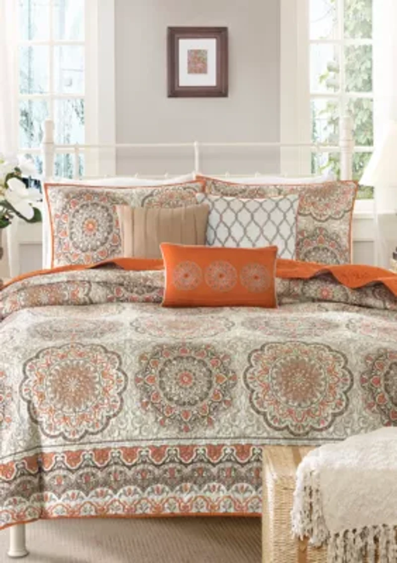 Tangiers 6-Piece Orange Coverlet Set