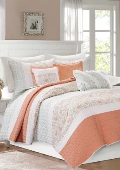 Dawn 6 Piece Cotton Percale Reversible Coverlet Set