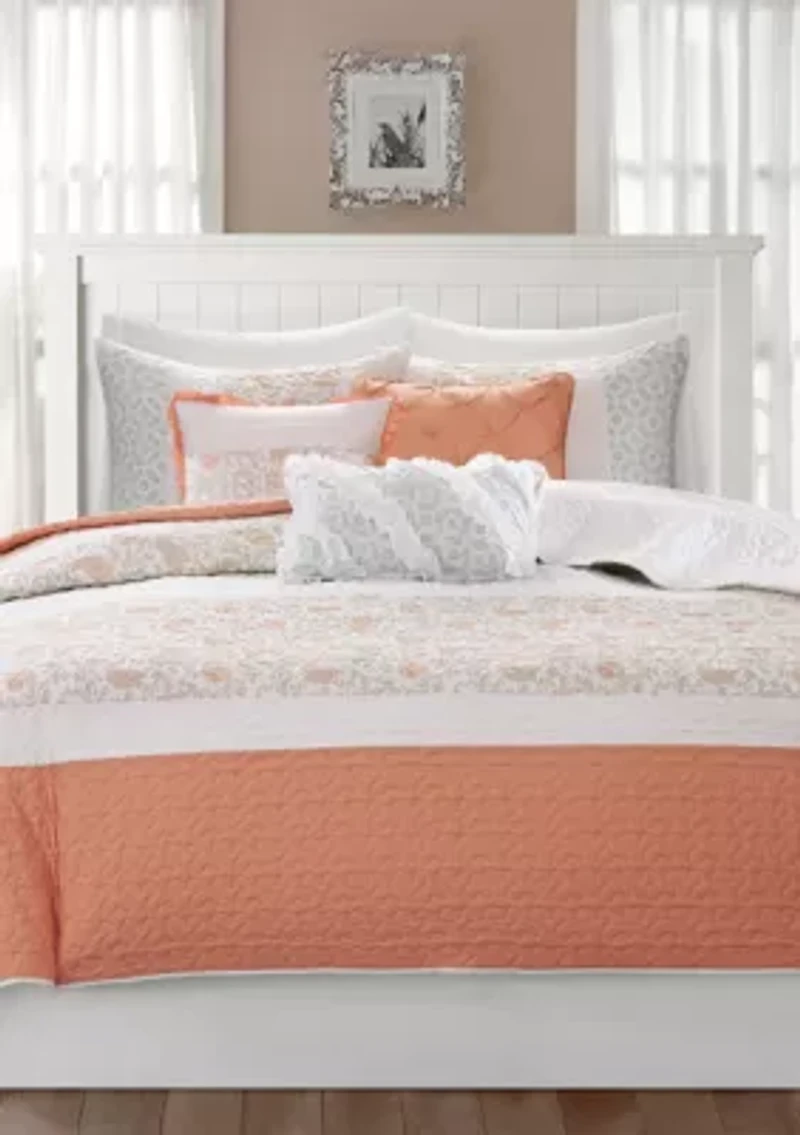 Dawn 6 Piece Cotton Percale Reversible Coverlet Set