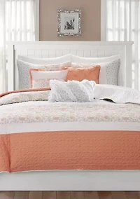 Dawn 6 Piece Cotton Percale Reversible Coverlet Set