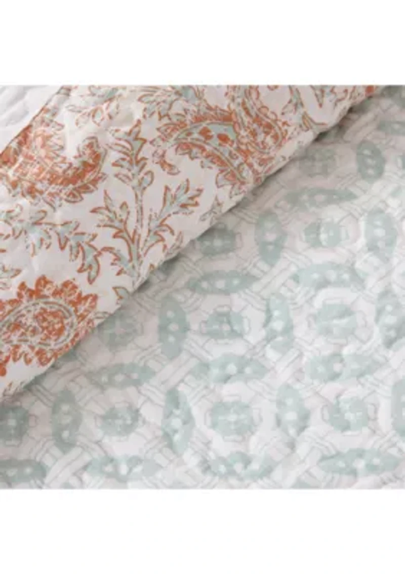 Dawn 6 Piece Cotton Percale Reversible Coverlet Set