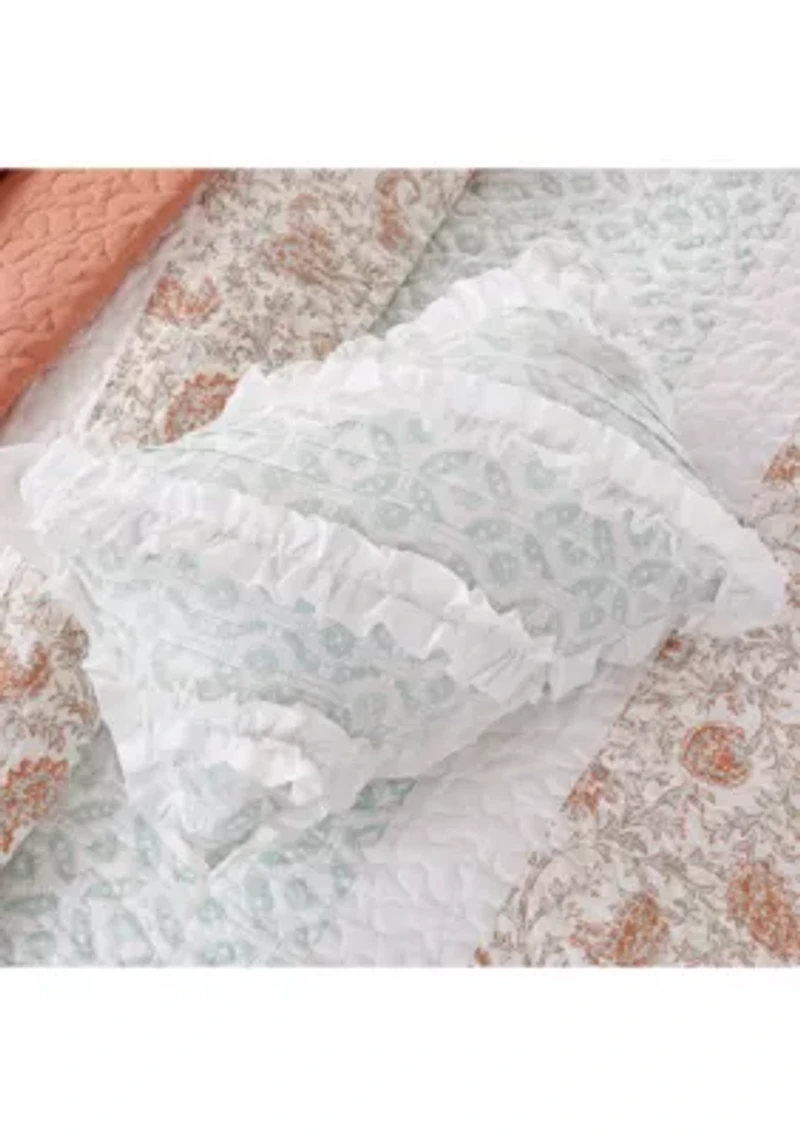 Dawn 6 Piece Cotton Percale Reversible Coverlet Set