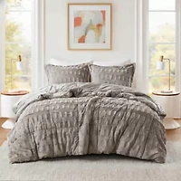 Gia Solid Faux Fur Comforter Mini Set