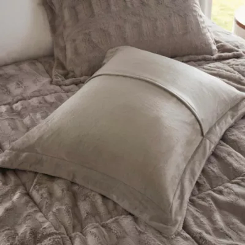 Gia Solid Faux Fur Comforter Mini Set
