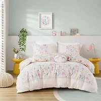 Lulu Floral Reversible Cotton Duvet Cover Set with Throw Pillow