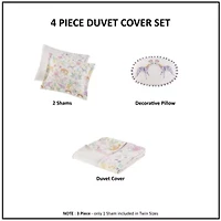 Lulu Floral Reversible Cotton Duvet Cover Set with Throw Pillow