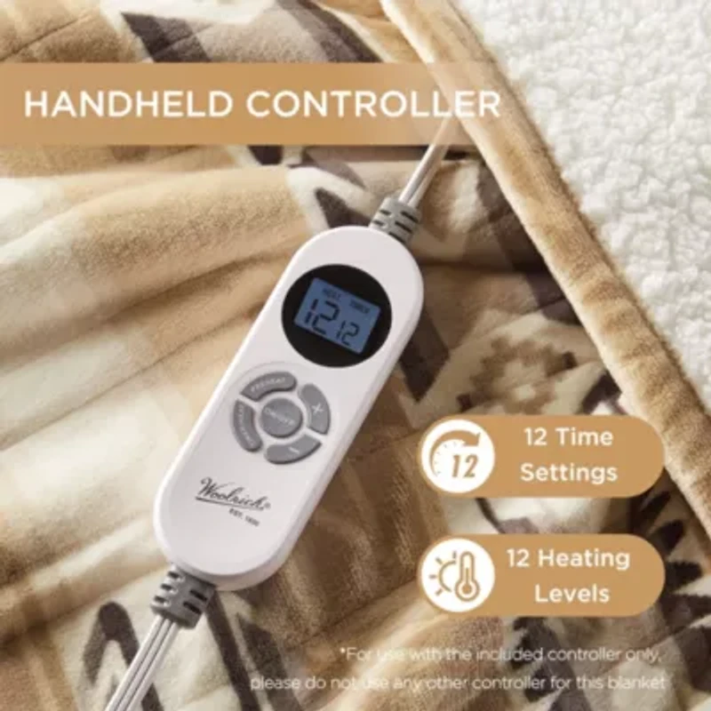 Print Plush to Sherpa Heated Throw