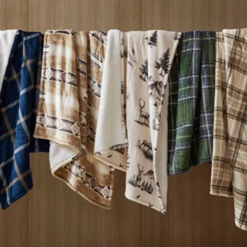 Print Plush to Sherpa Heated Throw