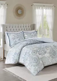 Isla 3 Piece Cotton Printed Reversible Duvet Cover Set