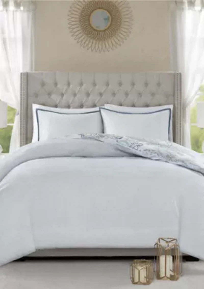 Isla 3 Piece Cotton Printed Reversible Duvet Cover Set