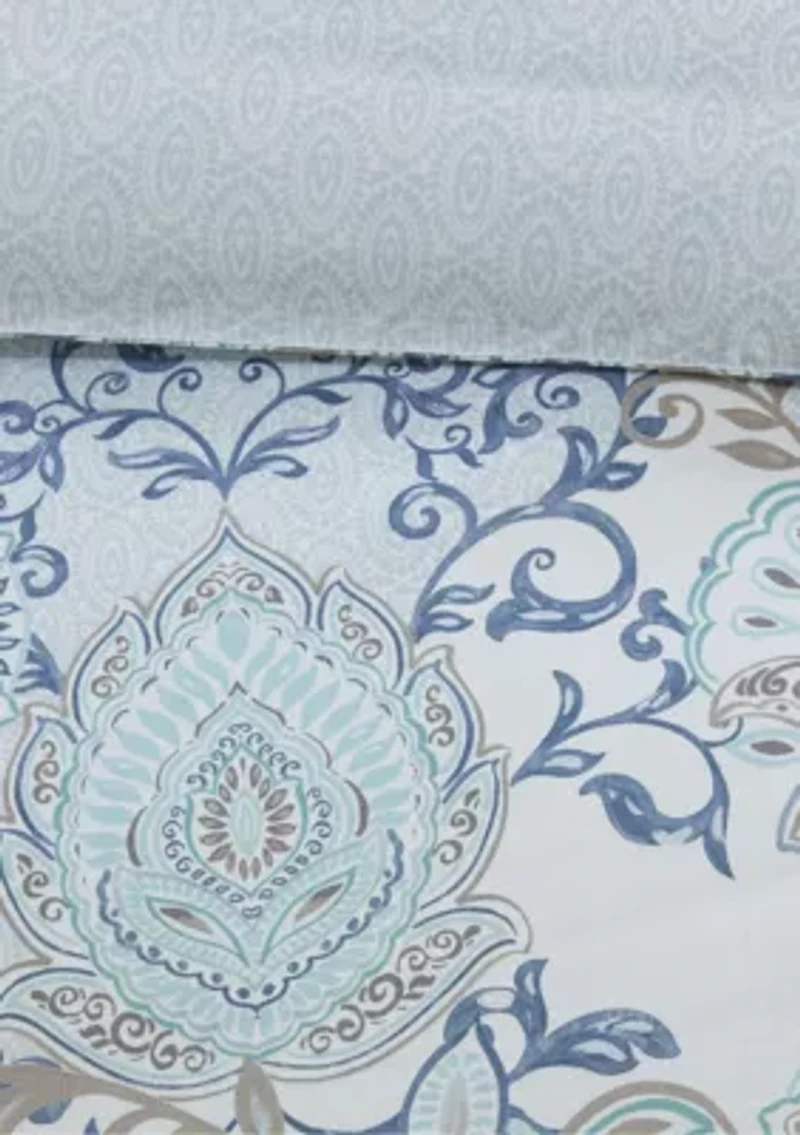 Isla 3 Piece Cotton Printed Reversible Duvet Cover Set