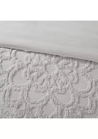 Laetitia 3 Piece Tufted Cotton Chenille Medallion Duvet Cover Set