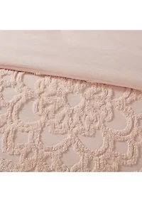 Laetitia 3 Piece Tufted Cotton Chenille Medallion Duvet Cover Set