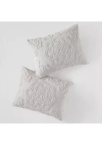 Laetitia 3 Piece Tufted Cotton Chenille Medallion Duvet Cover Set