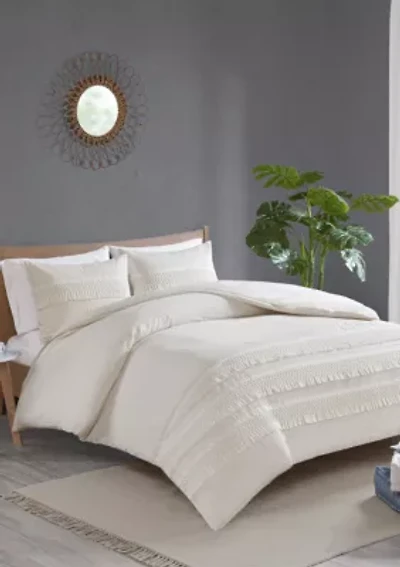 Amaya 3 Piece Cotton Seersucker Duvet Cover Set