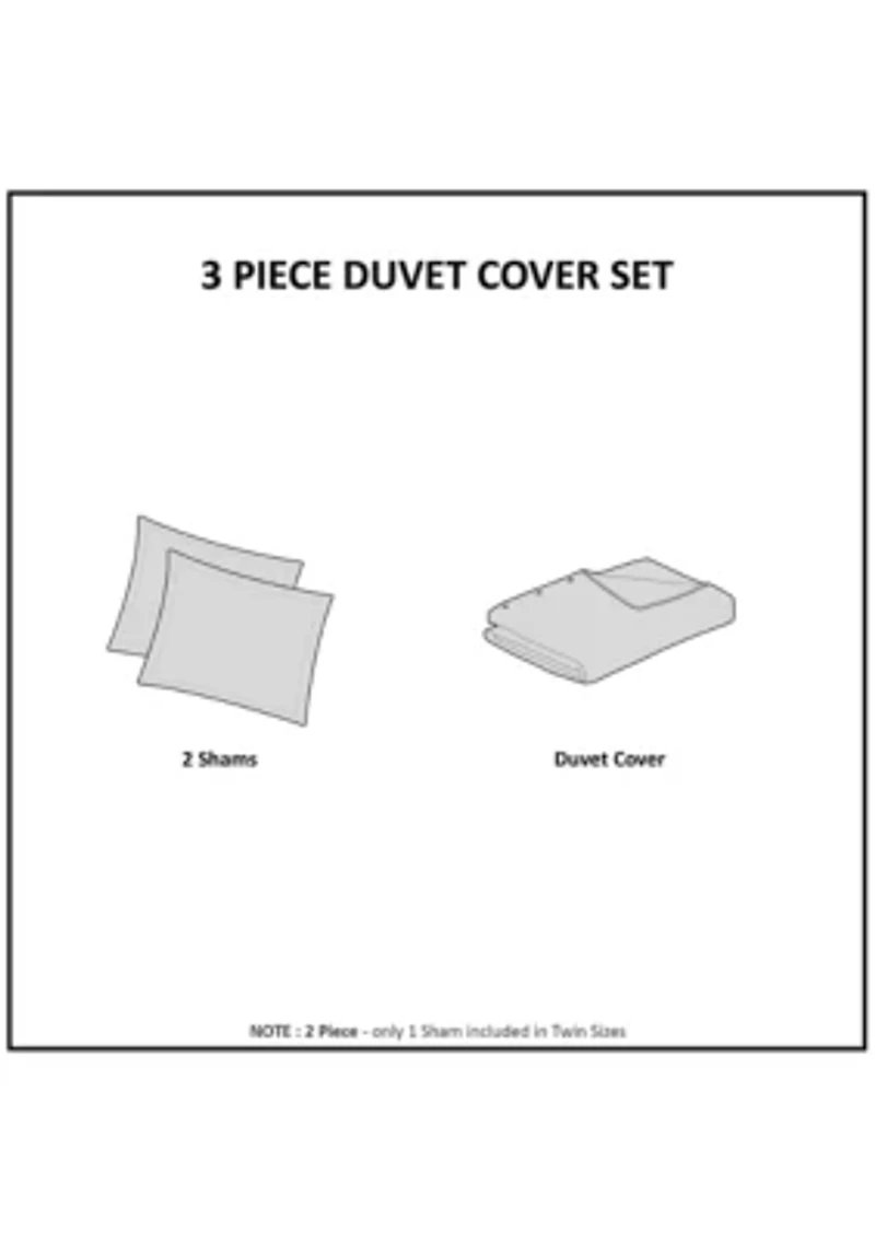 Cassandra 3 Piece Cotton Printed Duvet Cover Set